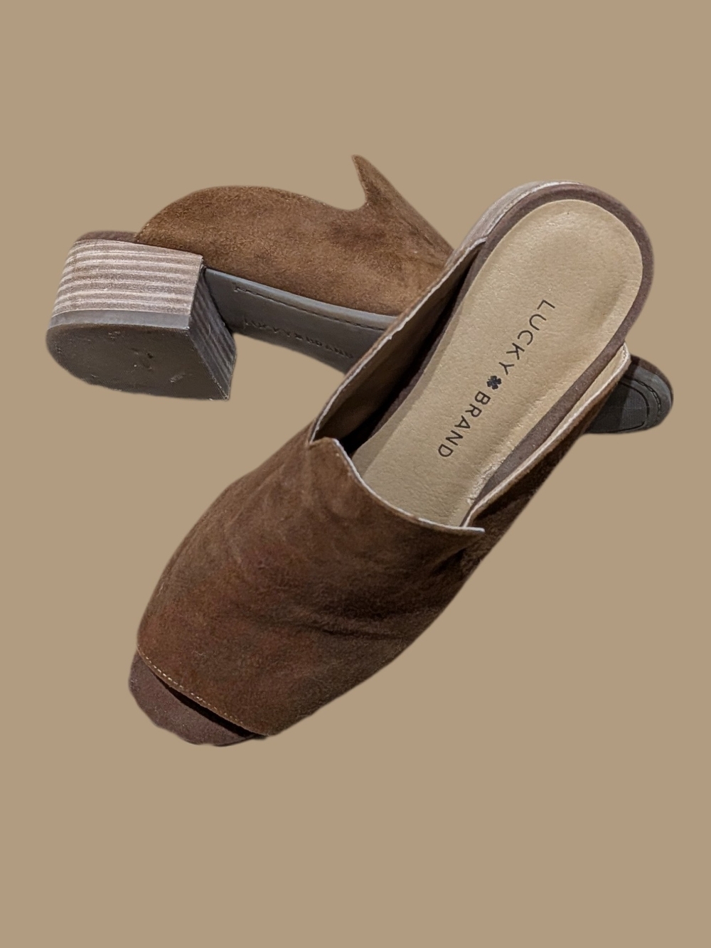Lucky Brand Milky Suede Open-Toed Block Heel Mule